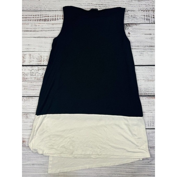 J. Jill Tunic Tank Top Asymmetrical Black White Sleeveless Wearever‎ Blouse Sz S - Picture 4 of 4